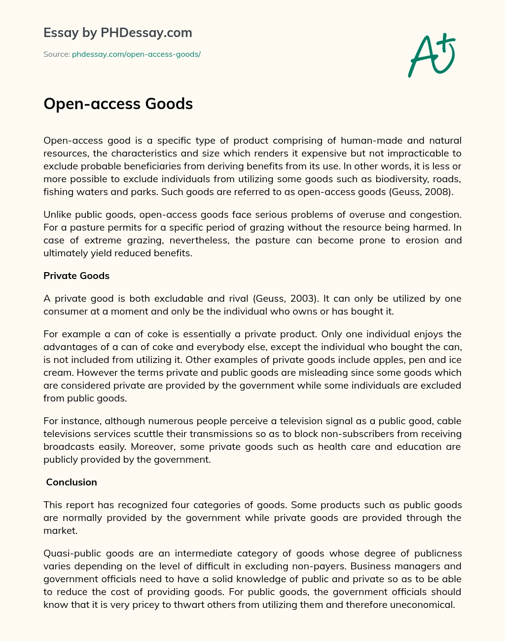 Open-access Goods essay