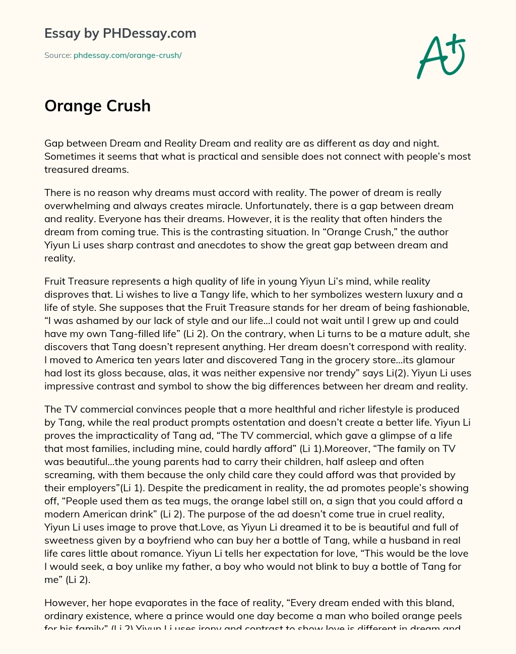 Orange Crush essay