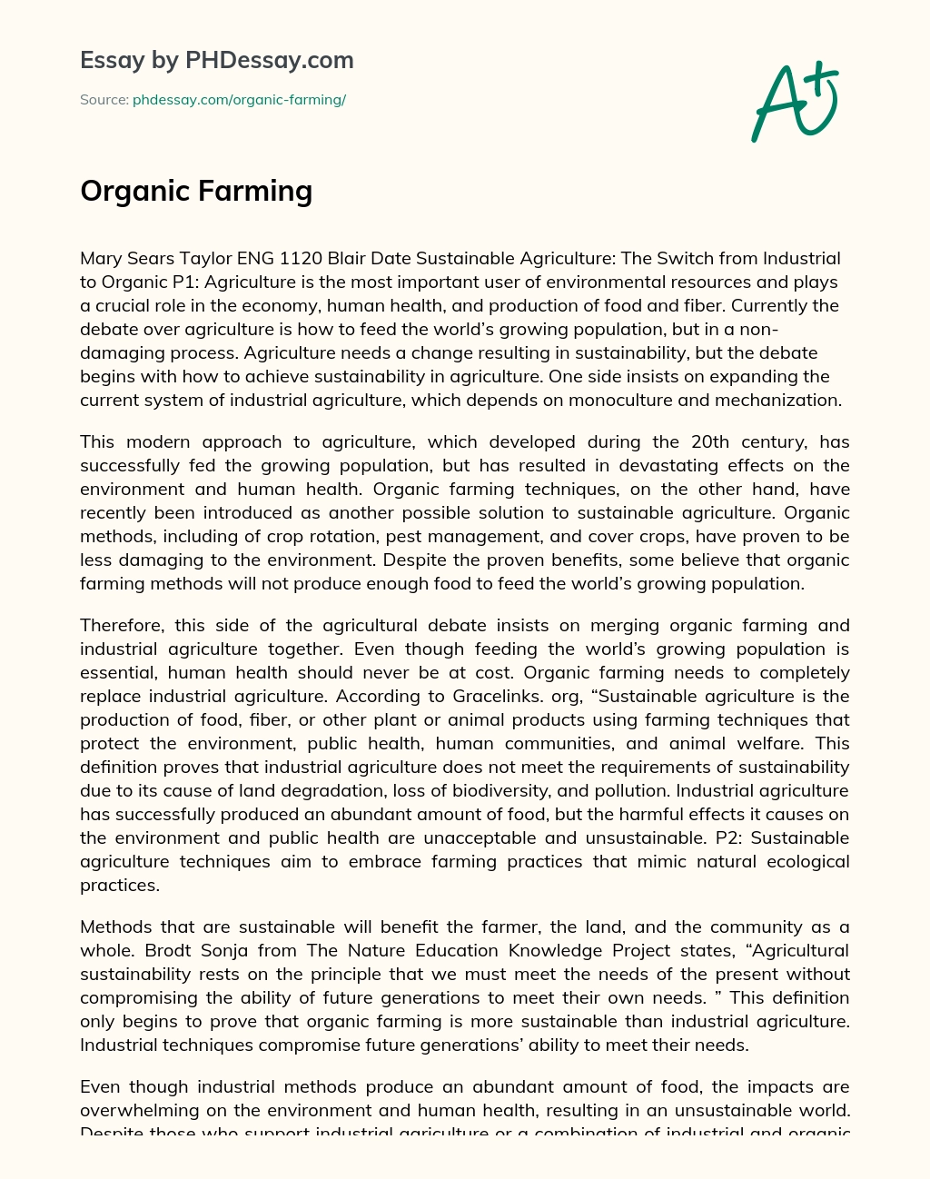 Organic Farming essay