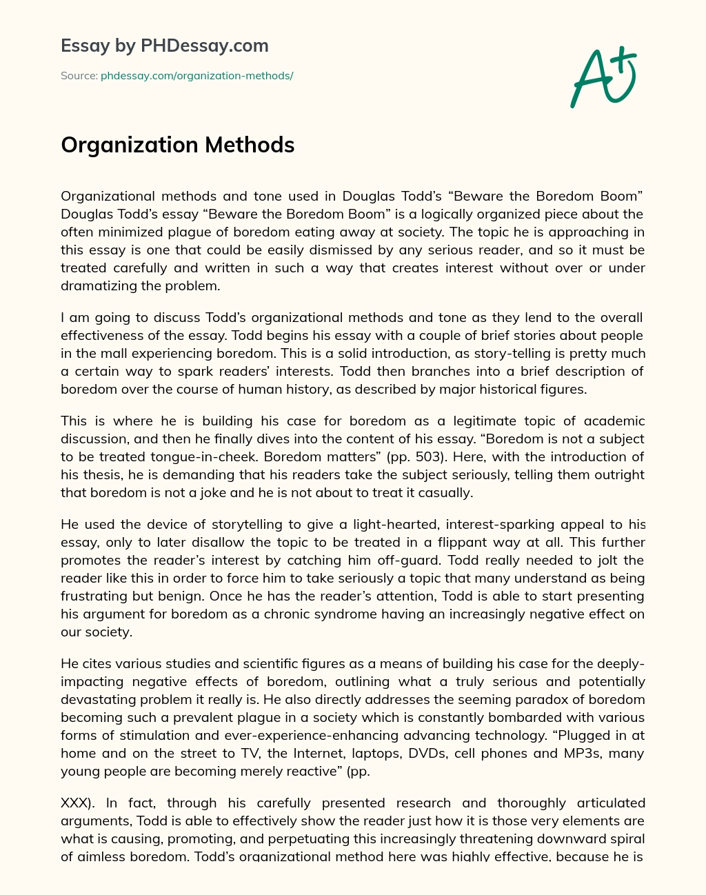 organization methods essay