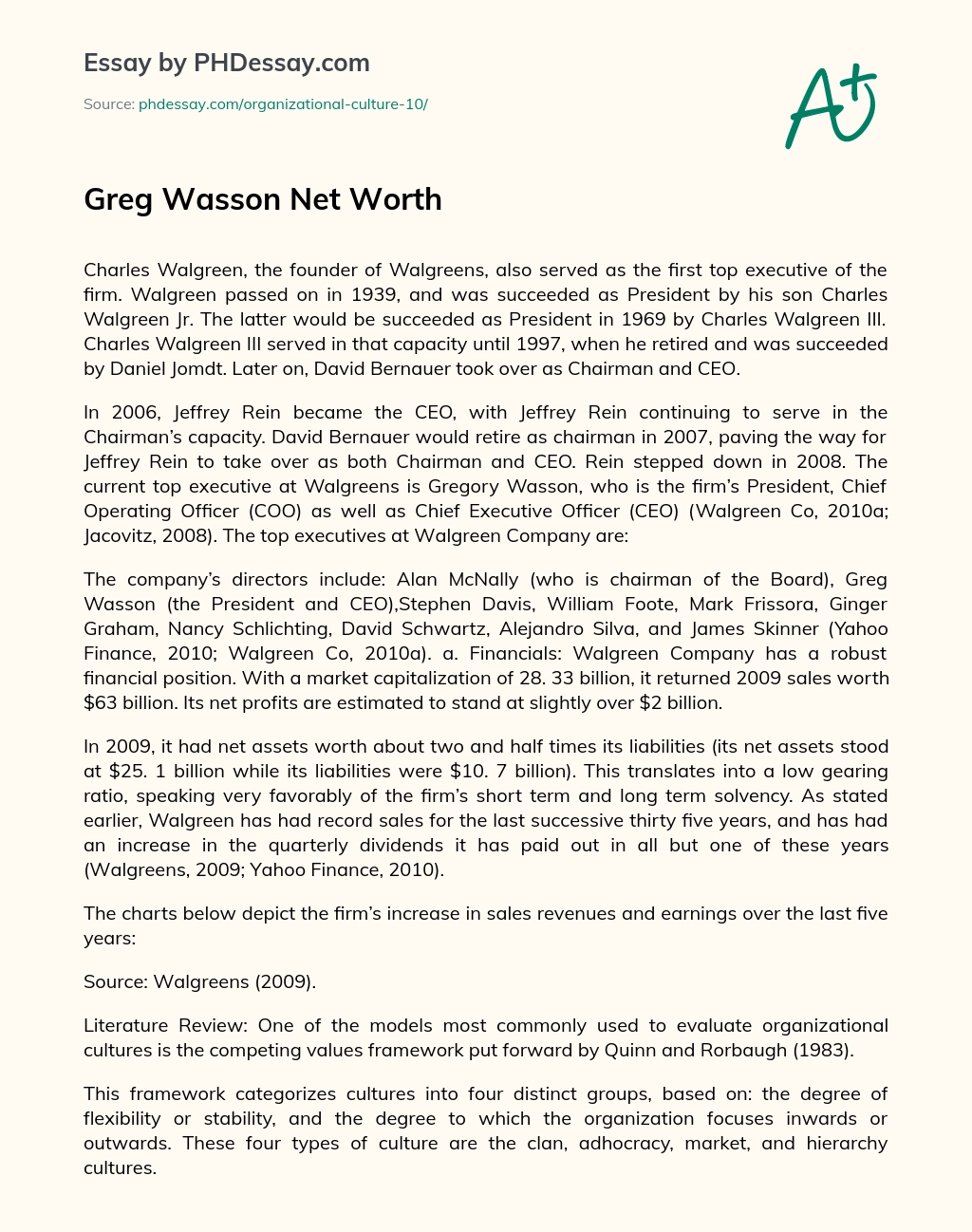 Greg Wasson Net Worth essay
