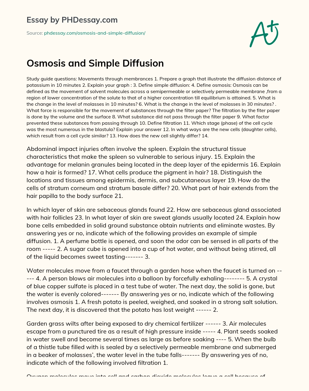 Osmosis and Simple Diffusion essay