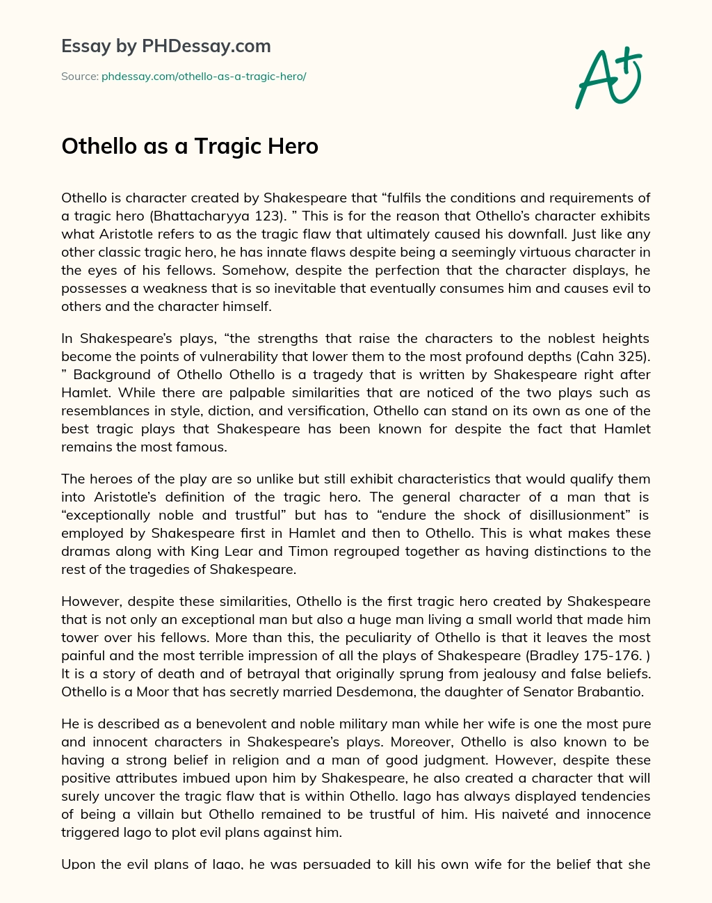 Othello as a Tragic Hero essay