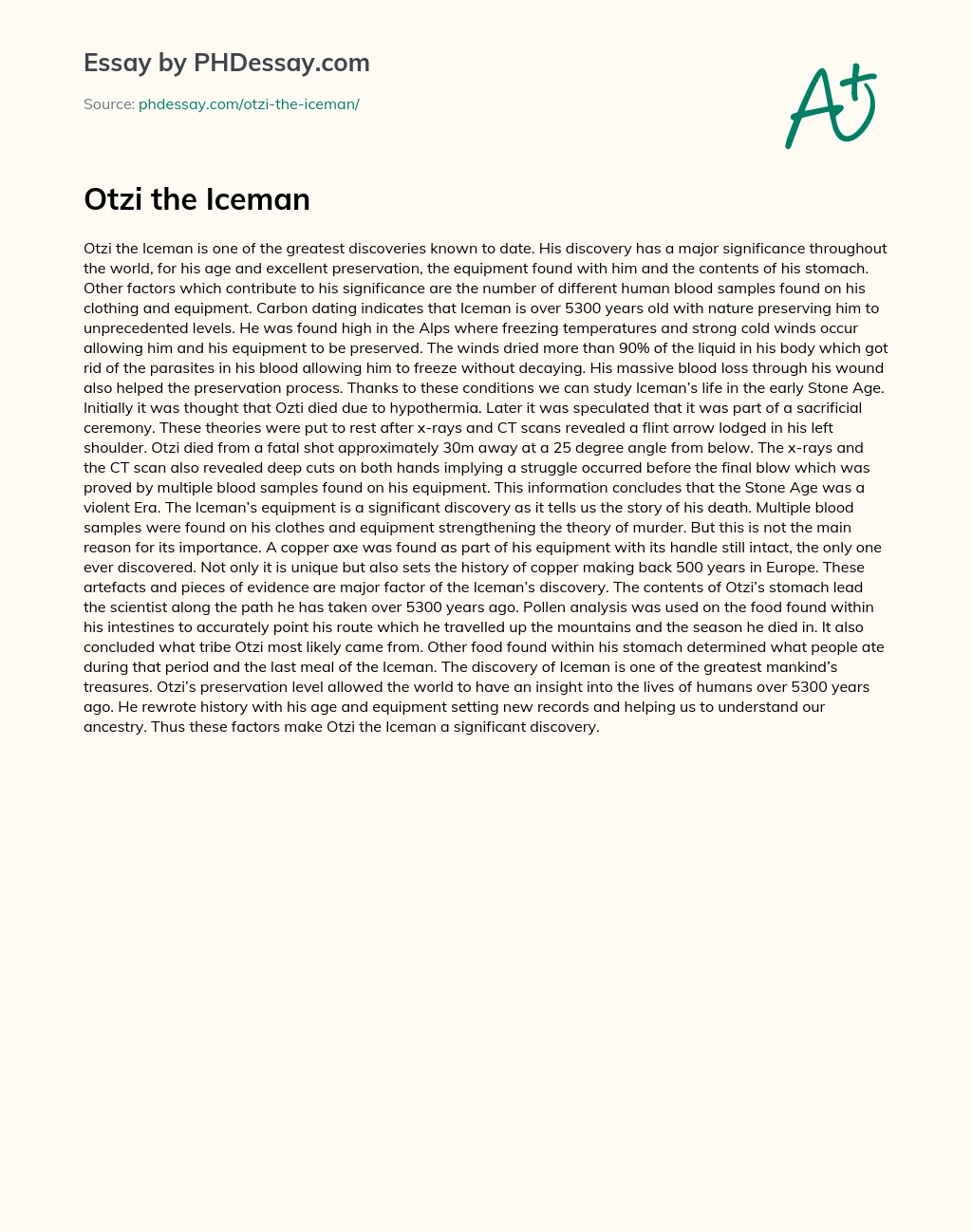 Otzi the Iceman essay