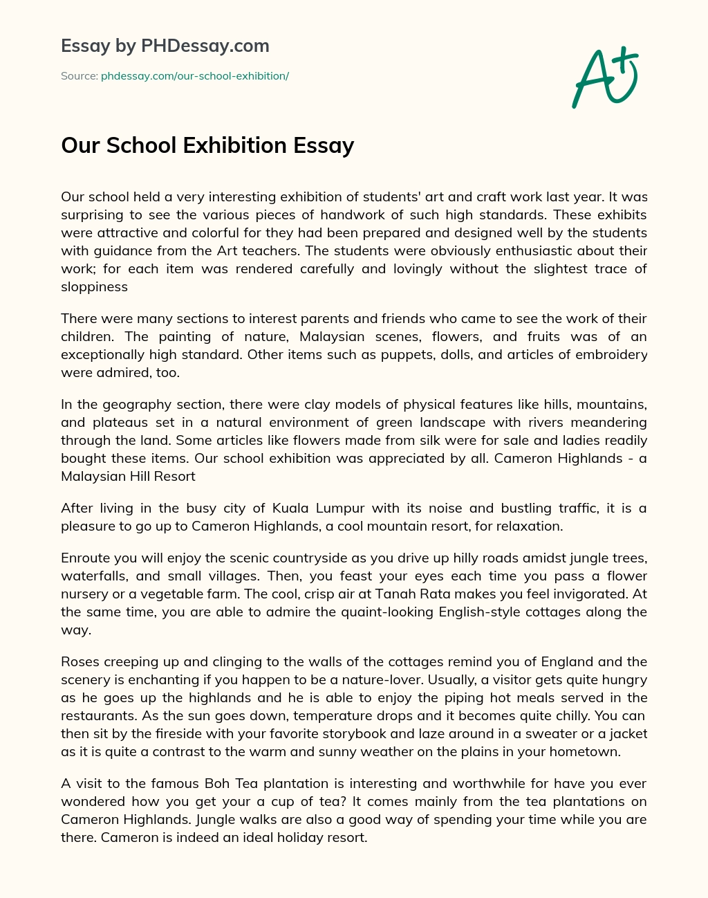 Our School Exhibition Essay essay
