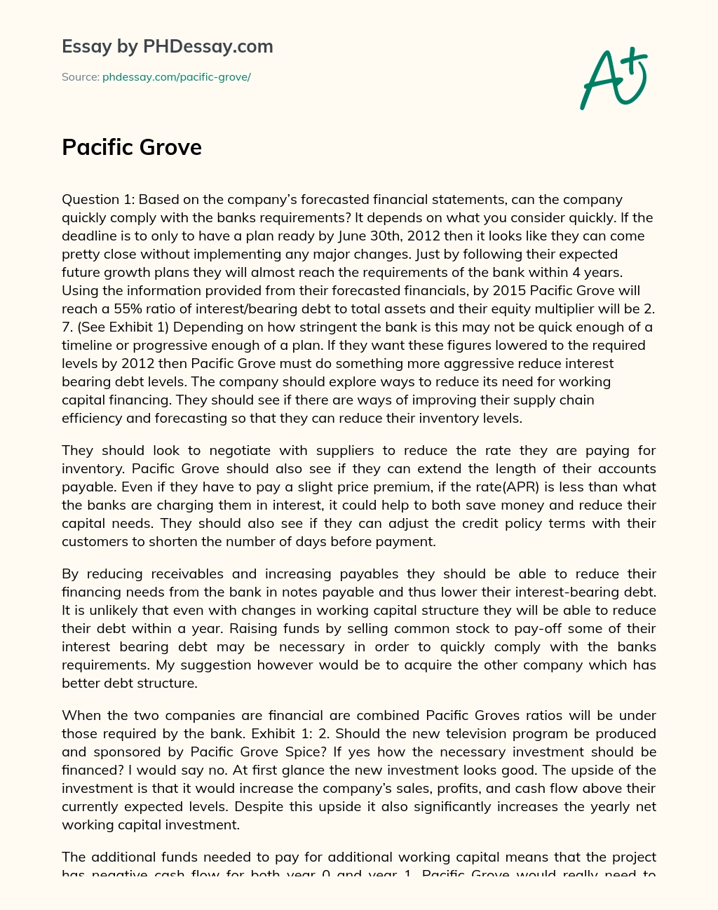 Pacific Grove essay