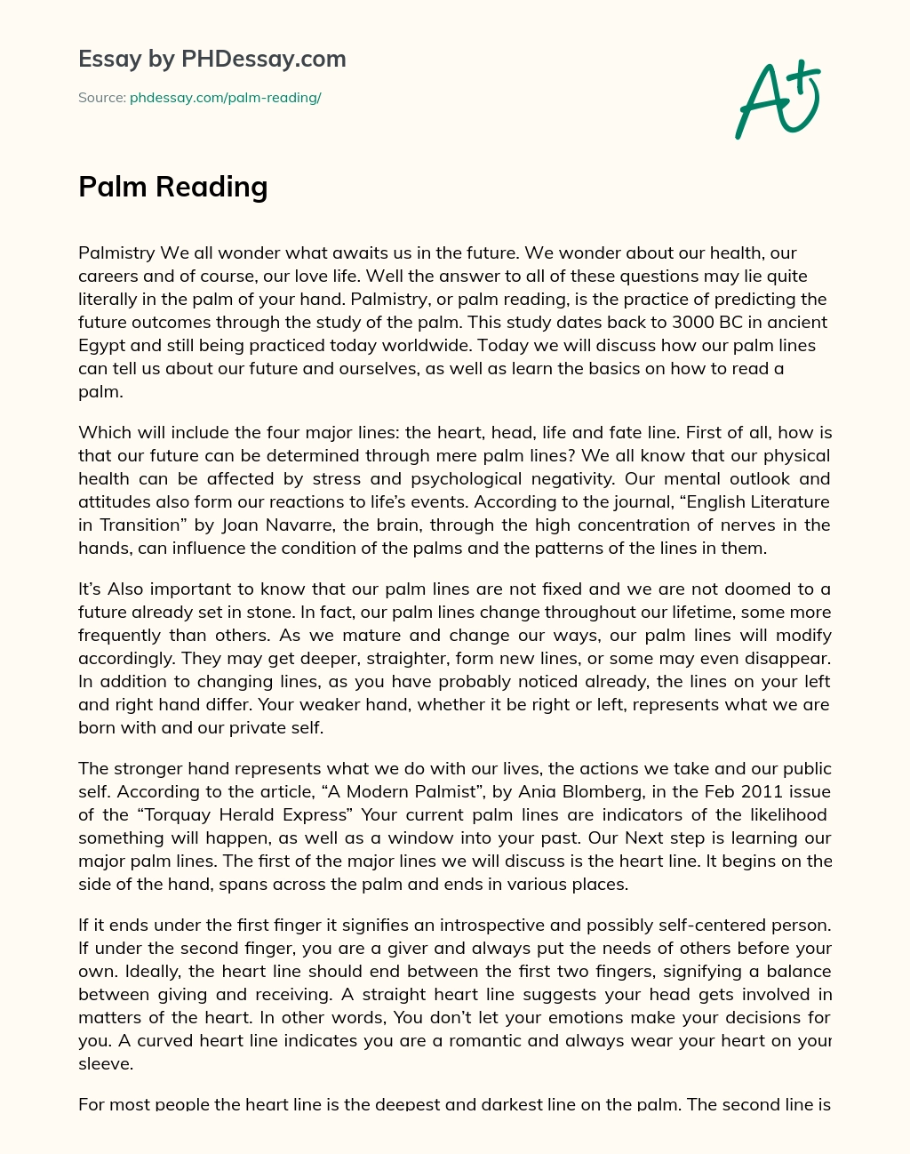 Palm Reading essay