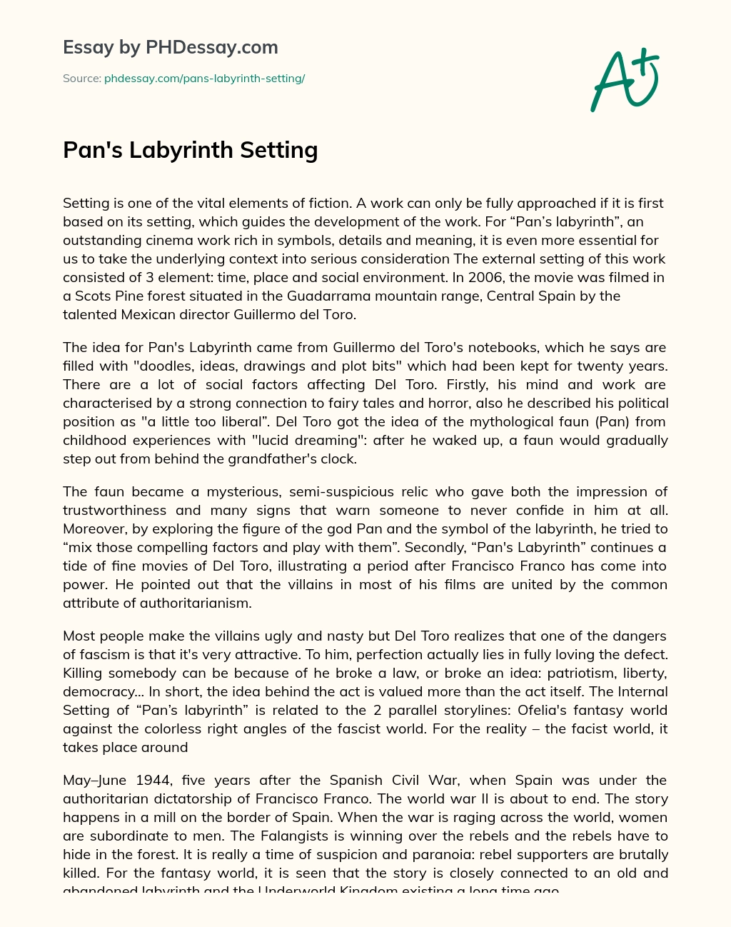 Pan’s Labyrinth Setting essay