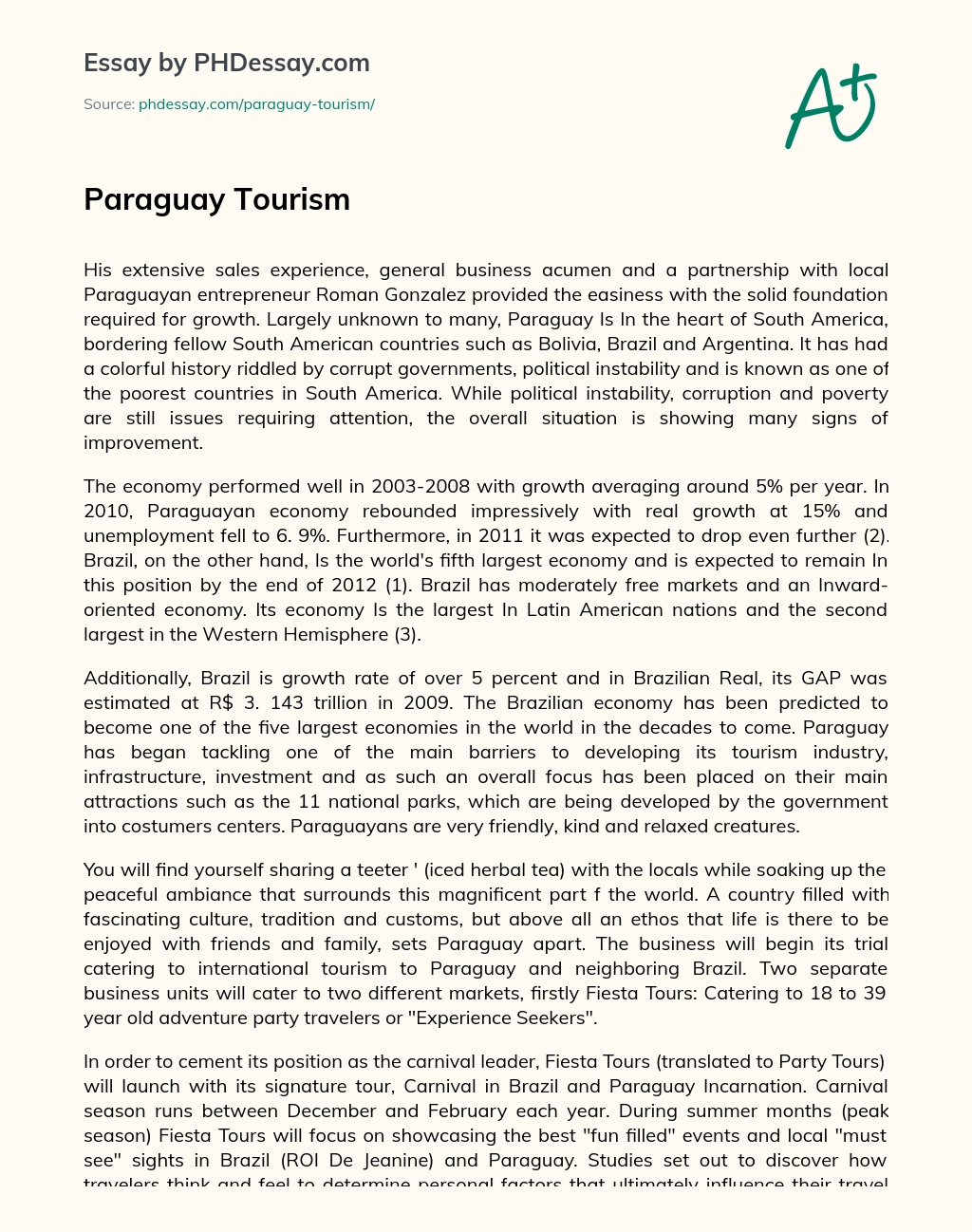 Paraguay Tourism essay