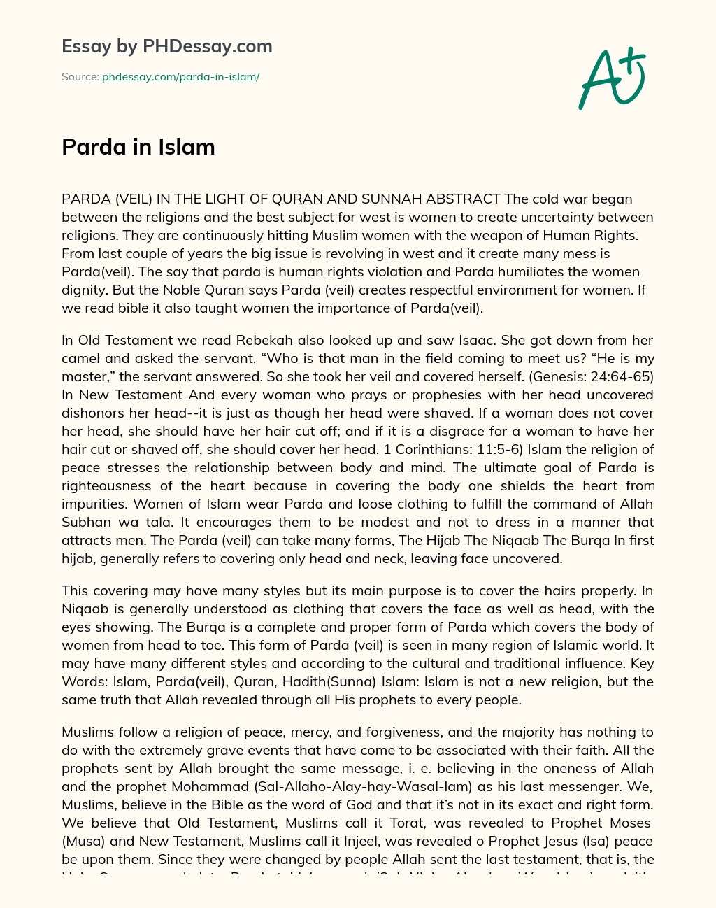 Parda in Islam essay