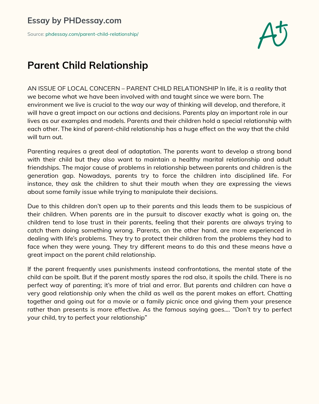 parent child relationship essay