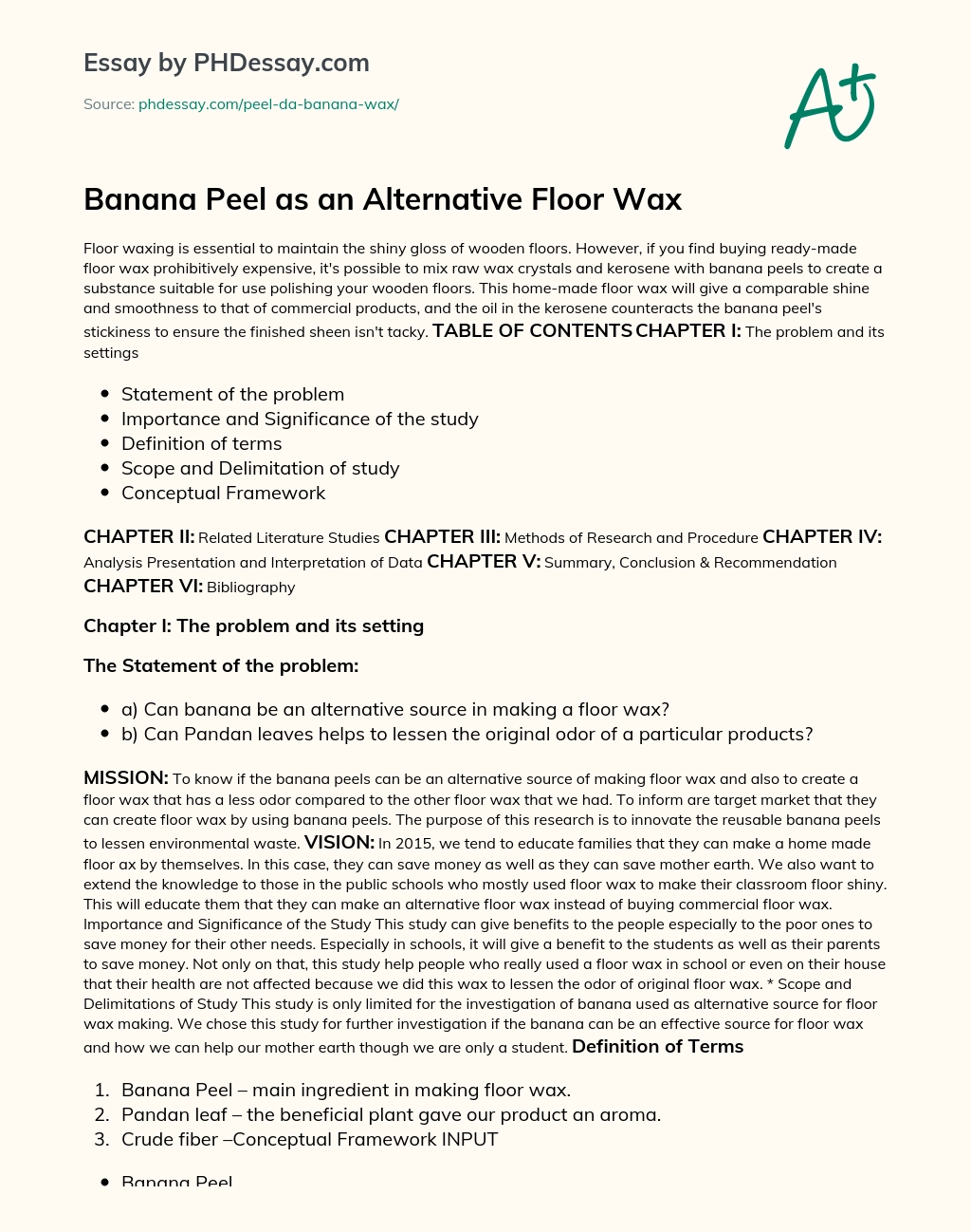 Banana Peel as an Alternative Floor Wax essay