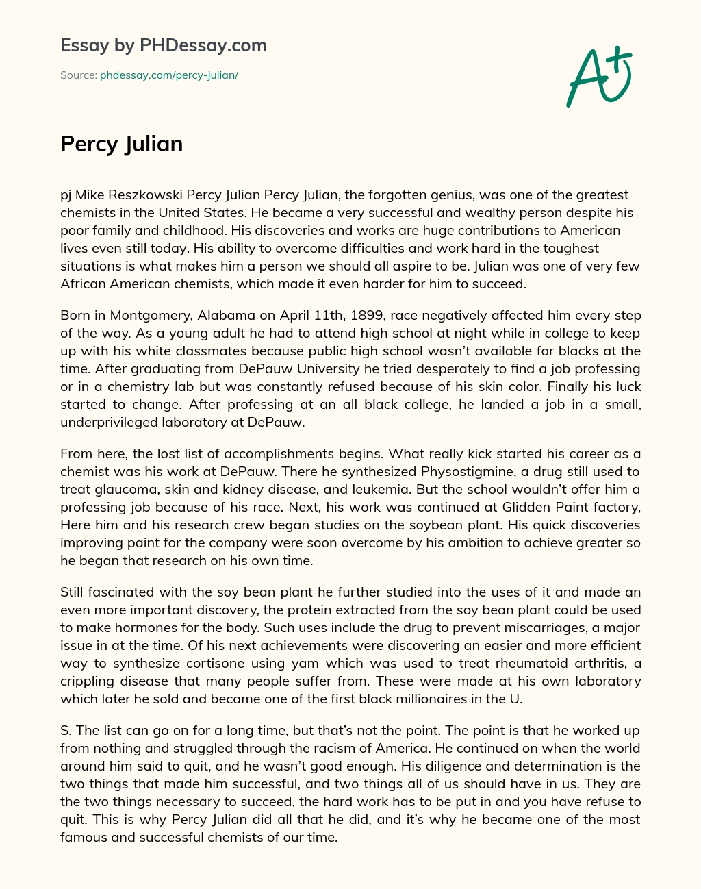 Percy Julian essay