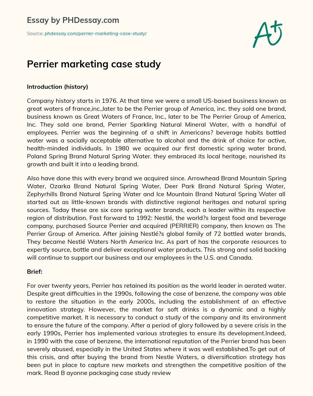 Perrier marketing case study essay