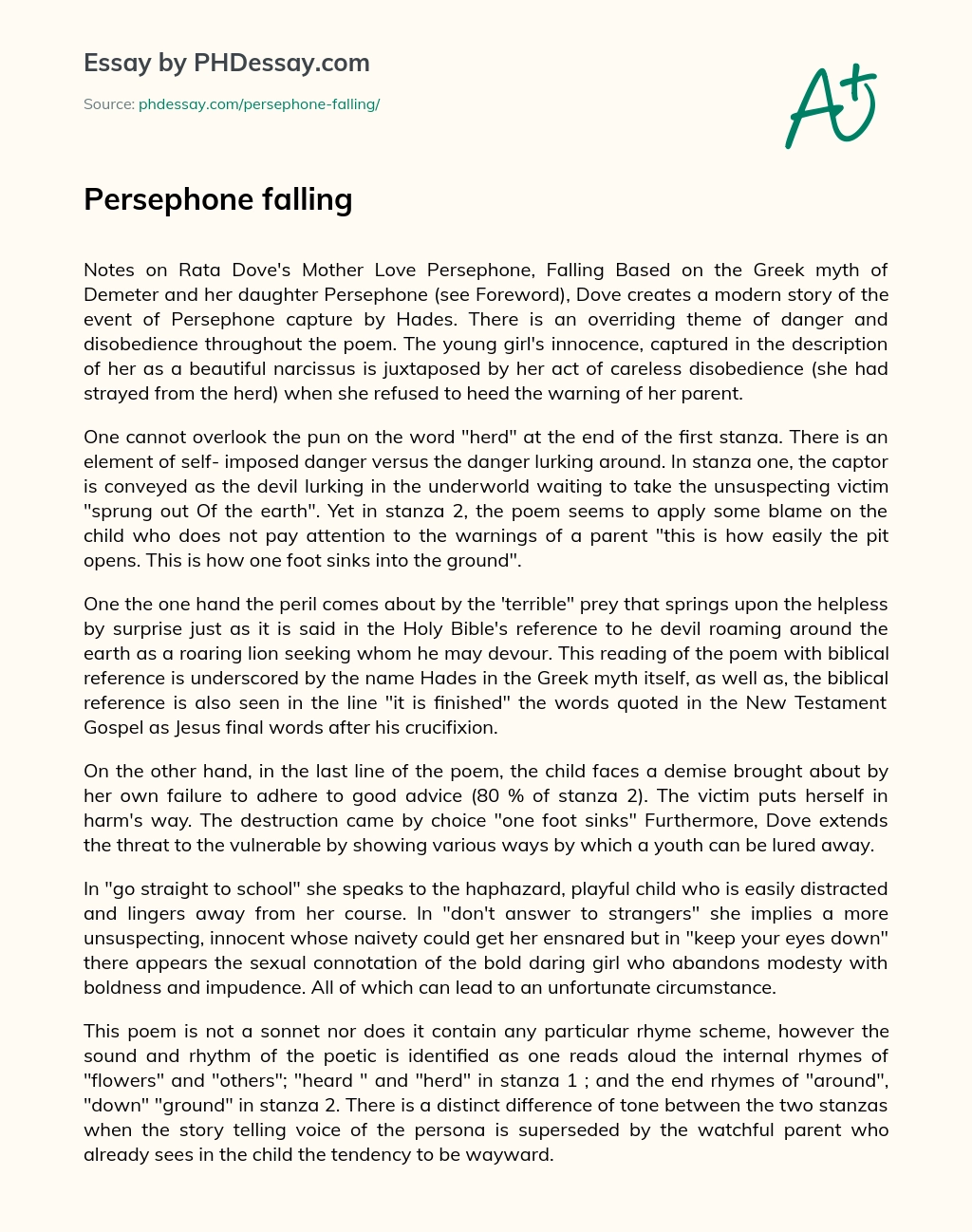 Persephone falling essay