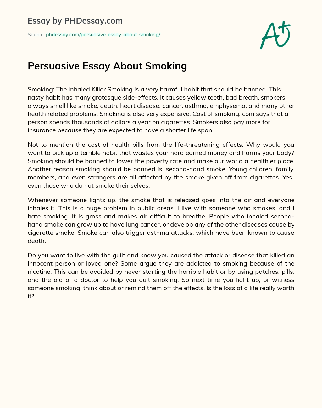 Persuasive Essay About Smoking essay