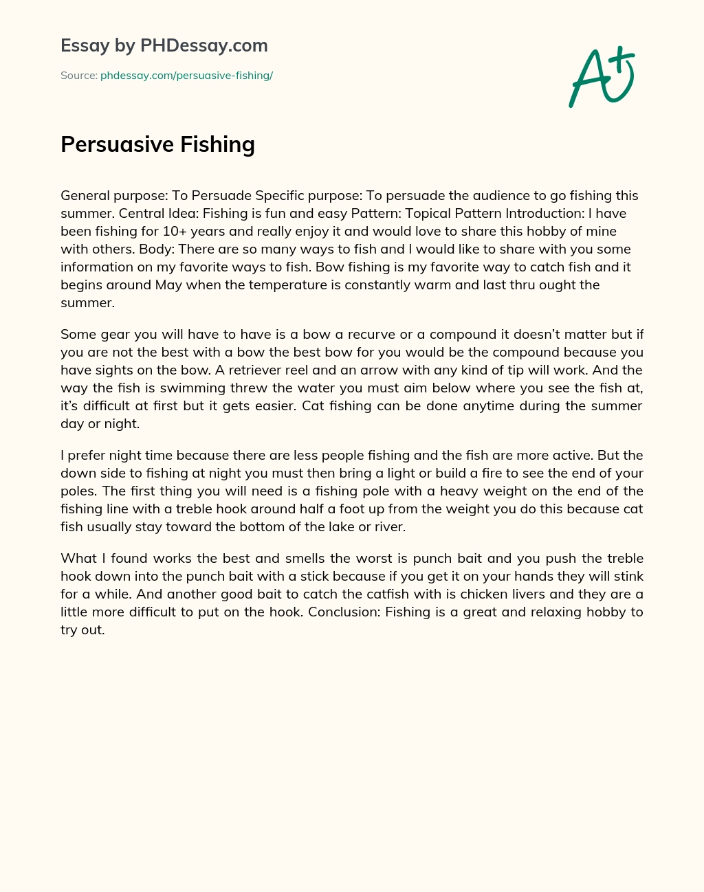 Persuasive Fishing essay