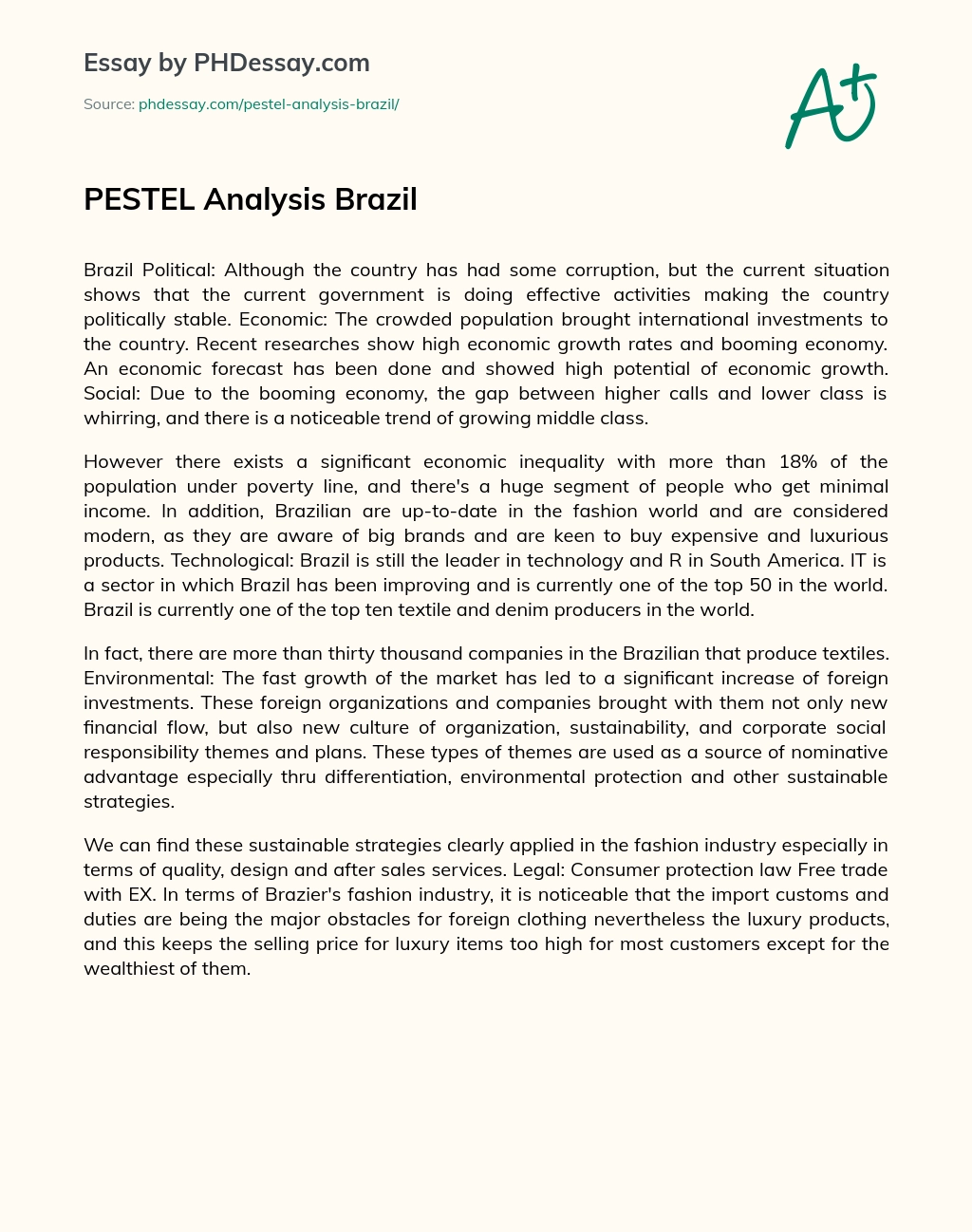 PESTEL Analysis Brazil essay
