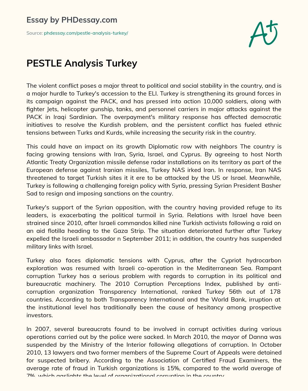 PESTLE Analysis Turkey essay