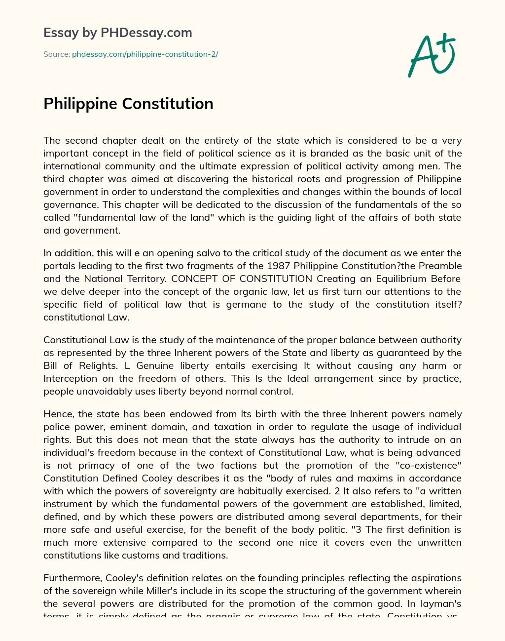 Philippine Constitution essay