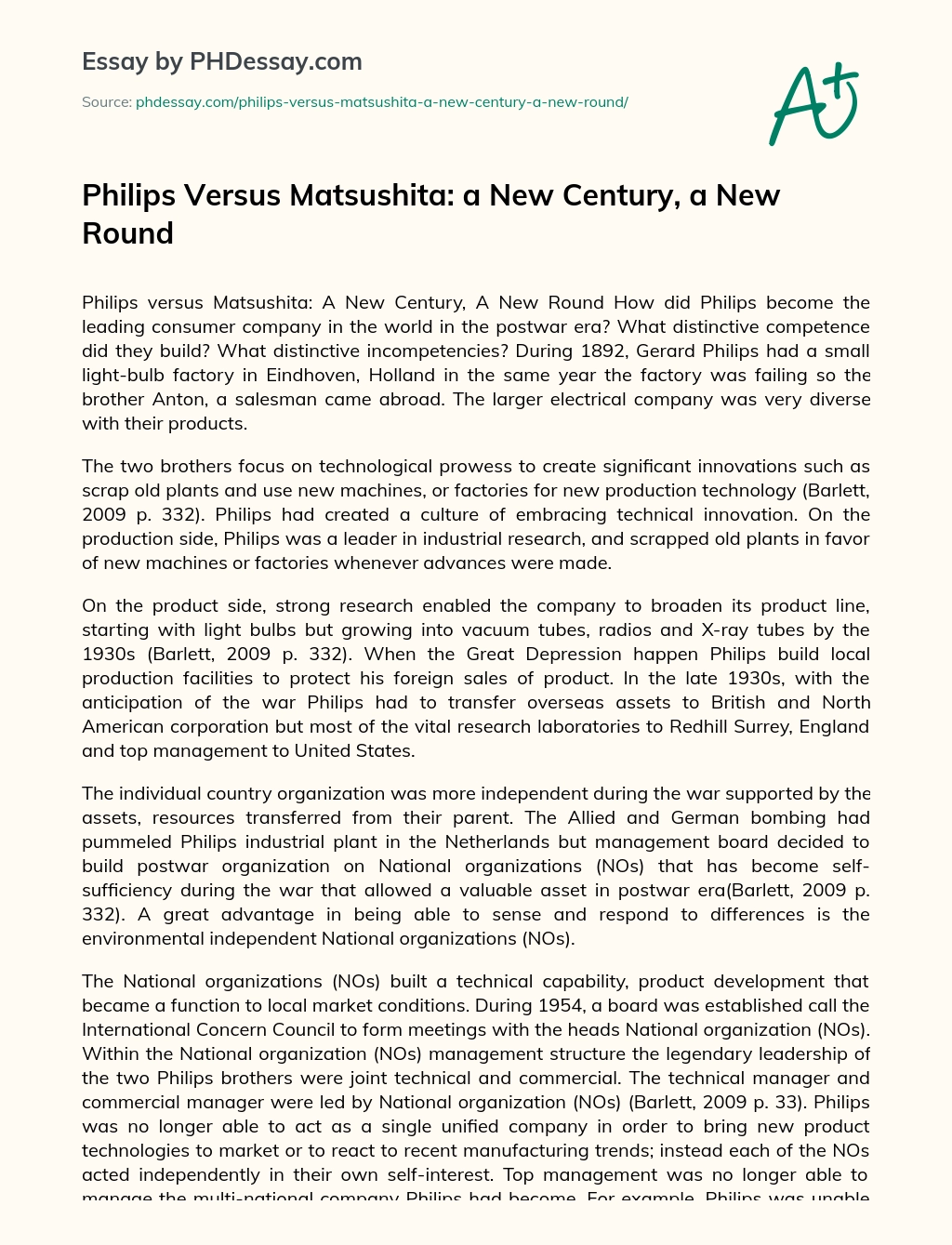 Philips Versus Matsushita: a New Century, a New Round essay