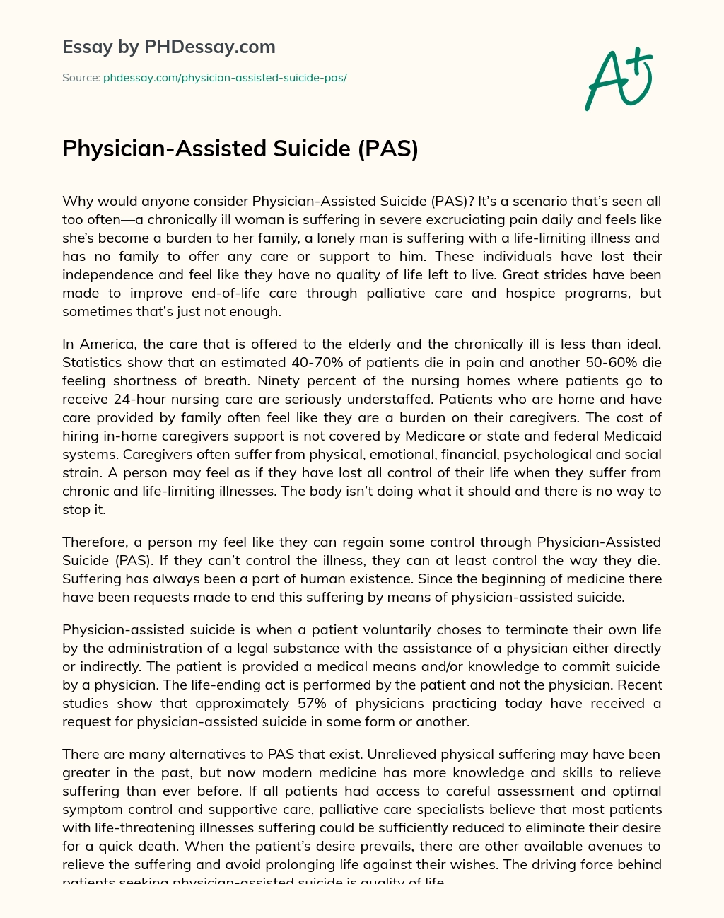 Physician-Assisted Suicide (PAS) essay