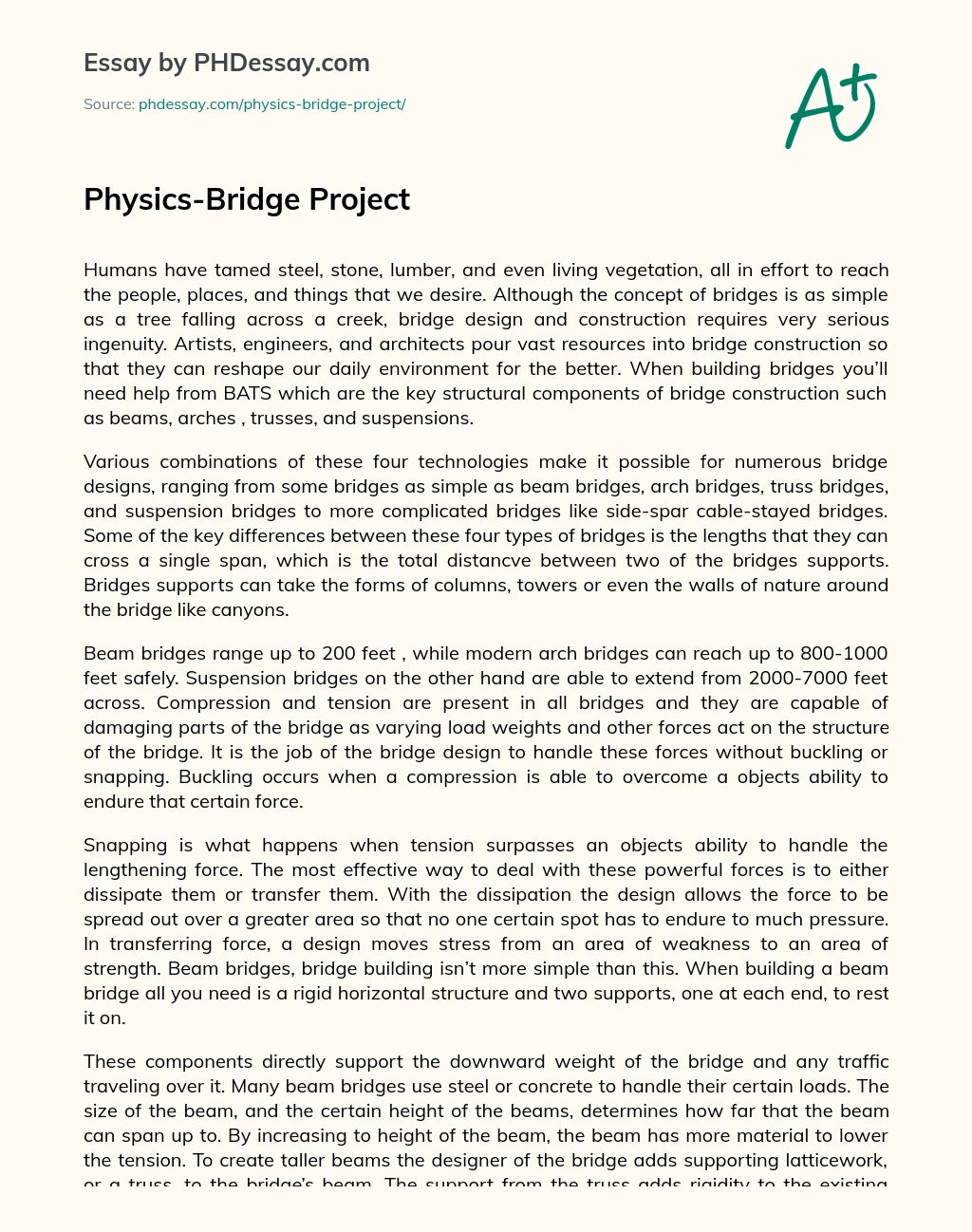 Physics-Bridge Project essay