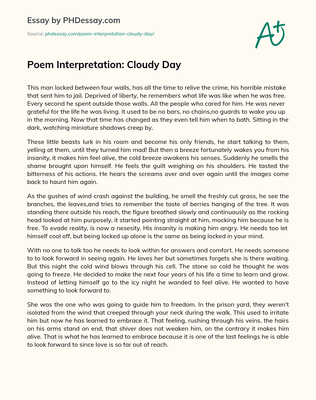 Poem Interpretation: Cloudy Day essay