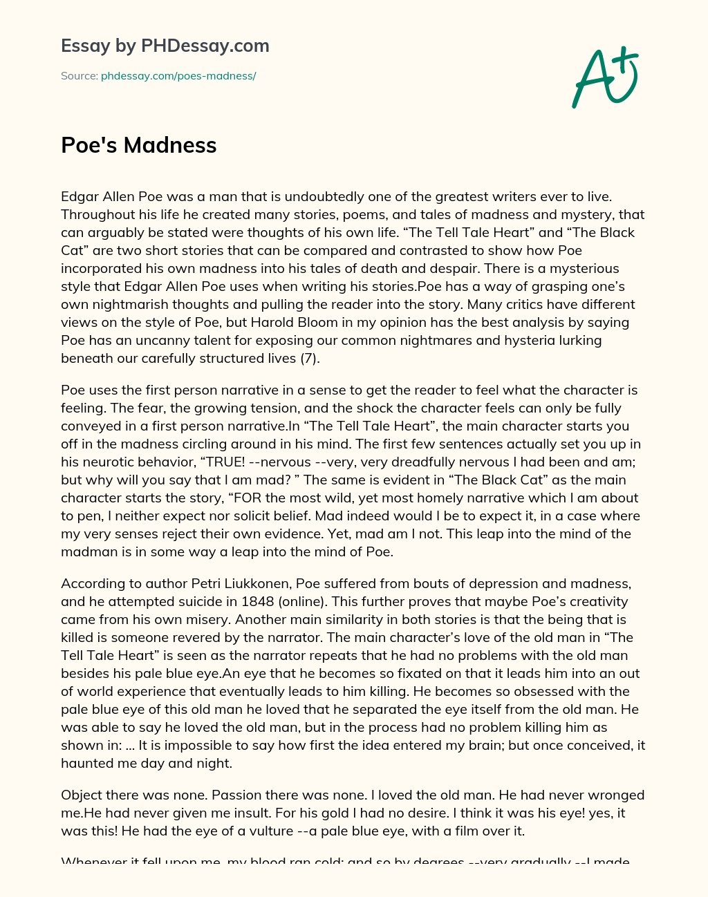 Poe’s Madness essay