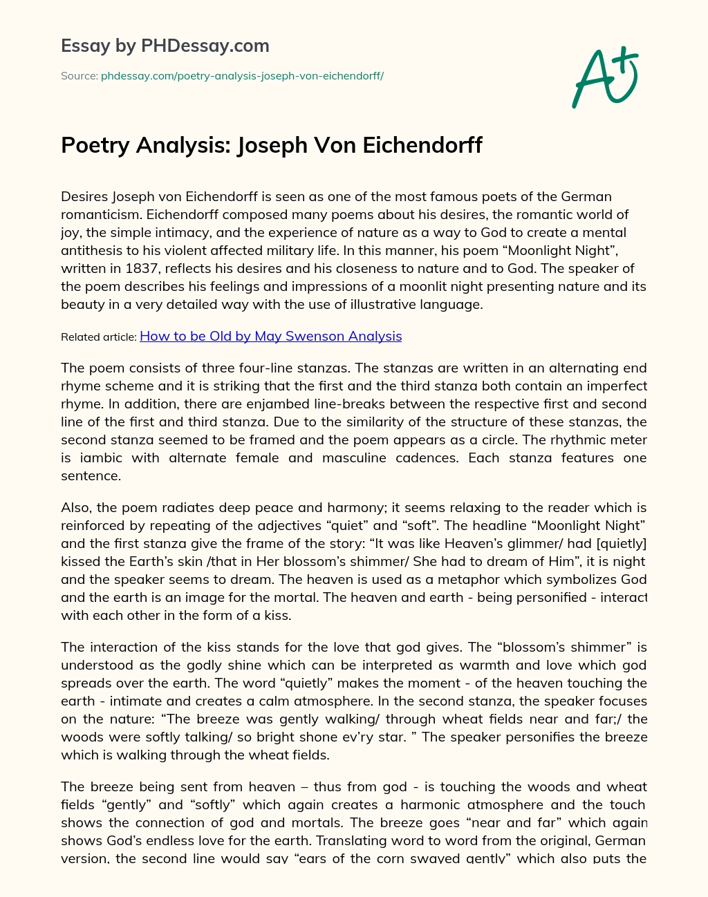 Poetry Analysis: Joseph Von Eichendorff essay