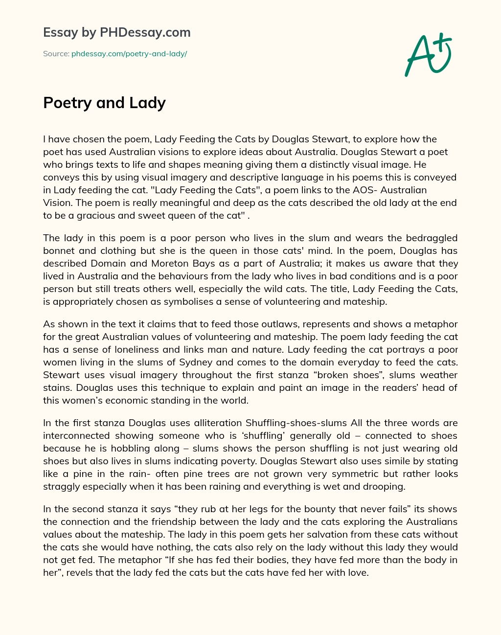 Poetry and Lady essay