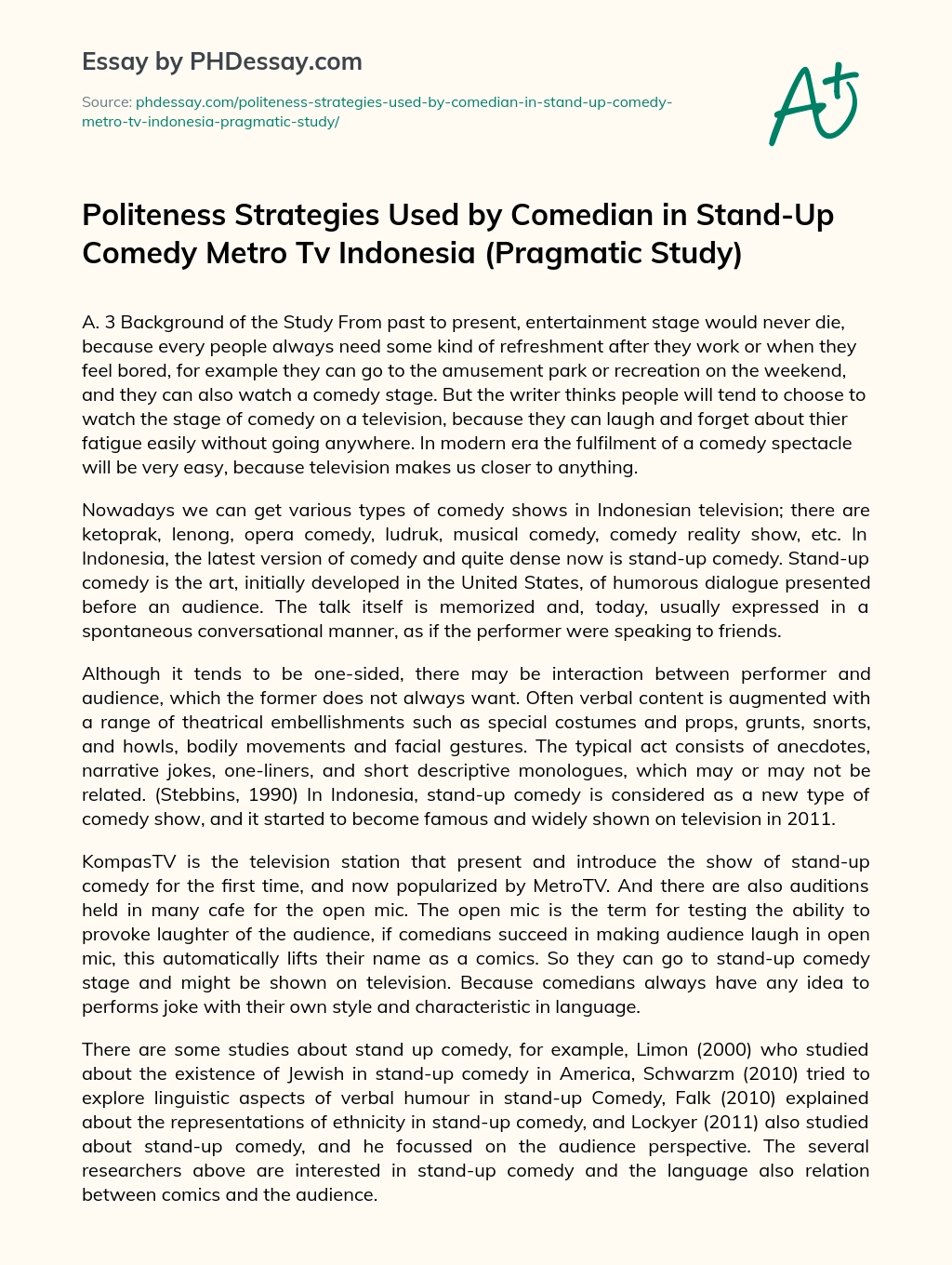 Politeness Strategies Used by Comedian essay