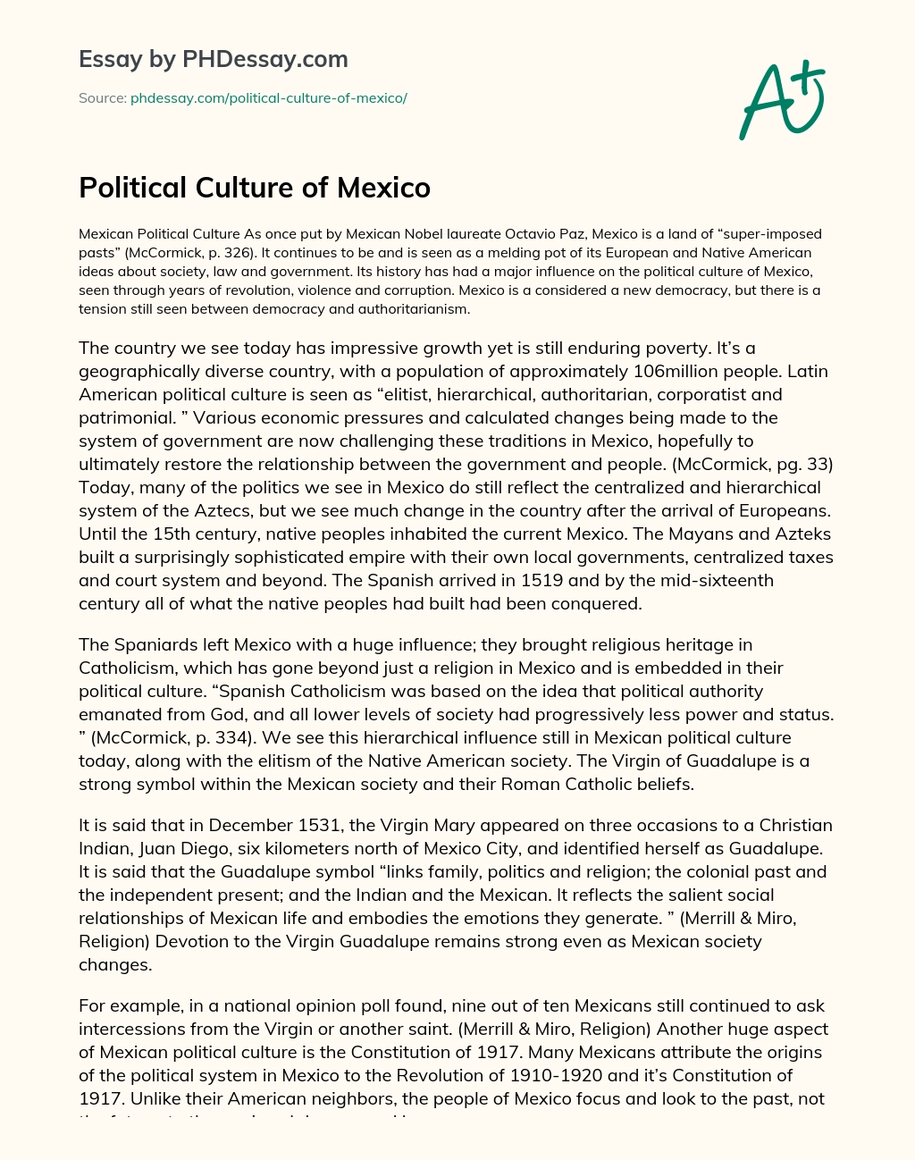 Political Culture of Mexico essay