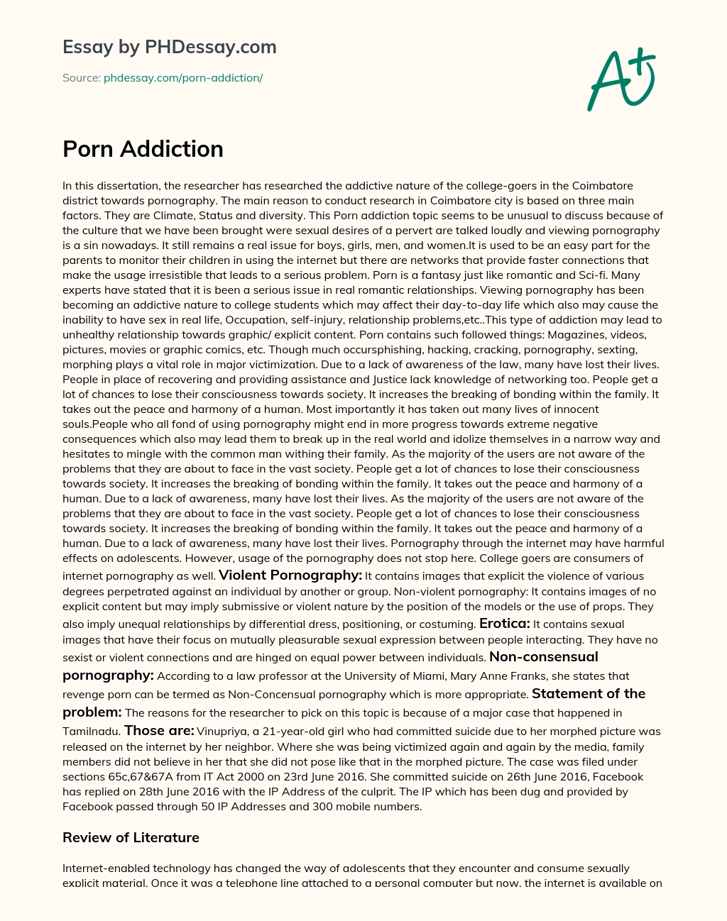 Porn Addiction essay