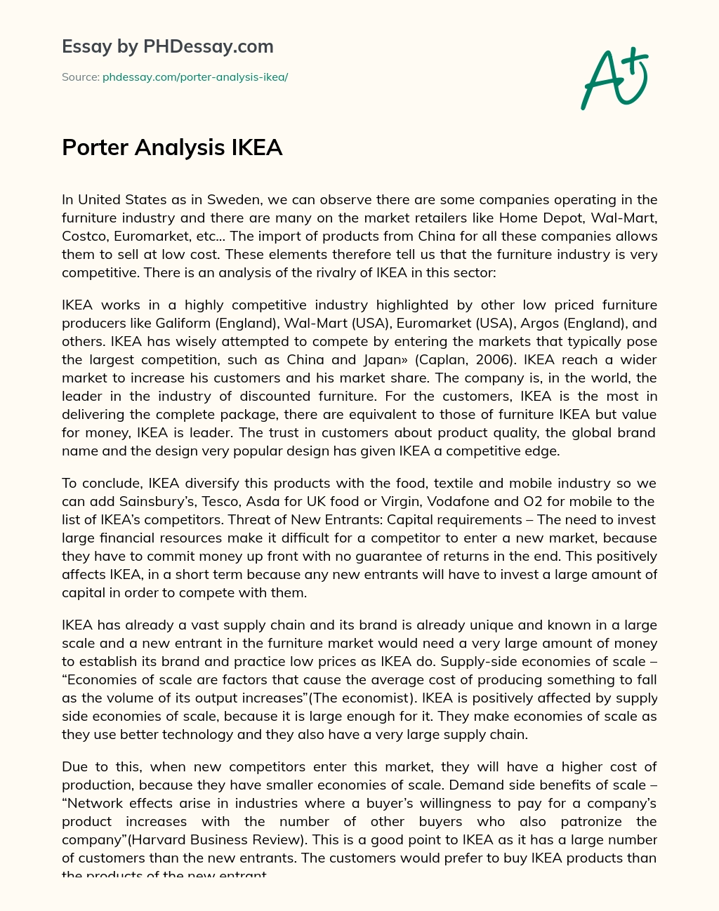 Porter Analysis IKEA essay