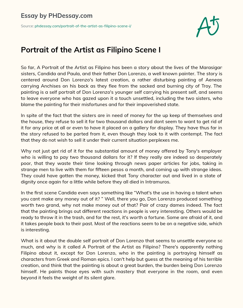 Portrait of the Artist as Filipino Scene I essay