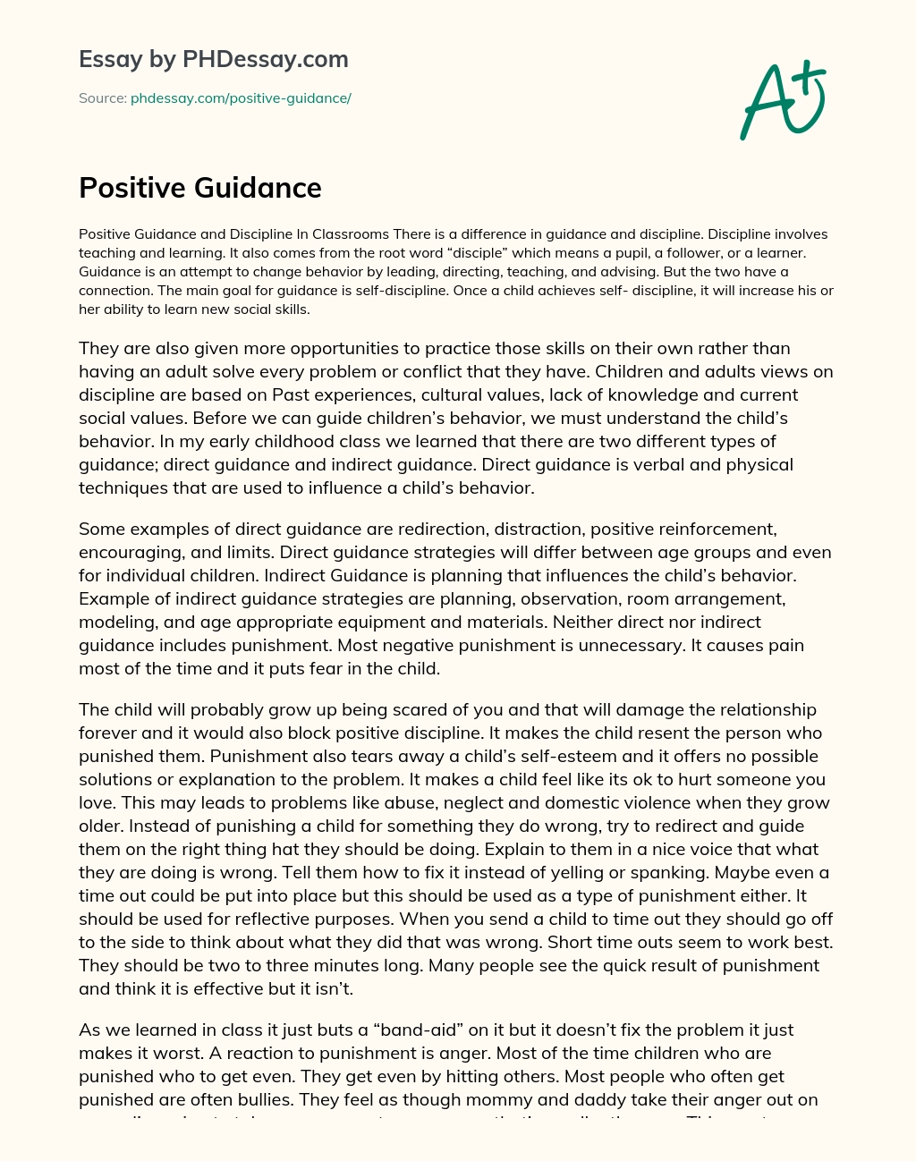 Positive Guidance essay