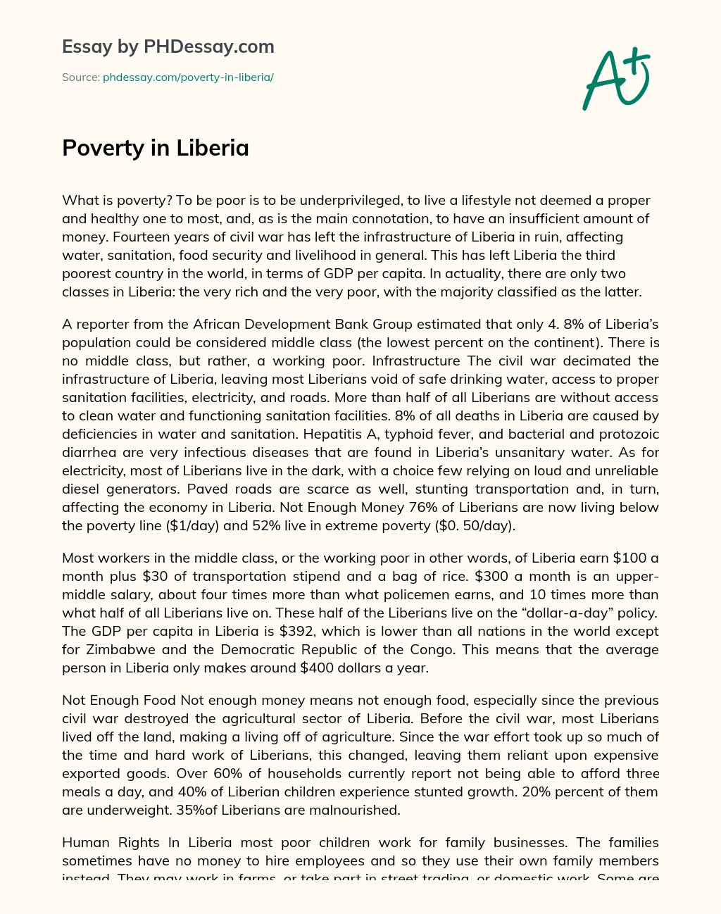 Poverty in Liberia essay