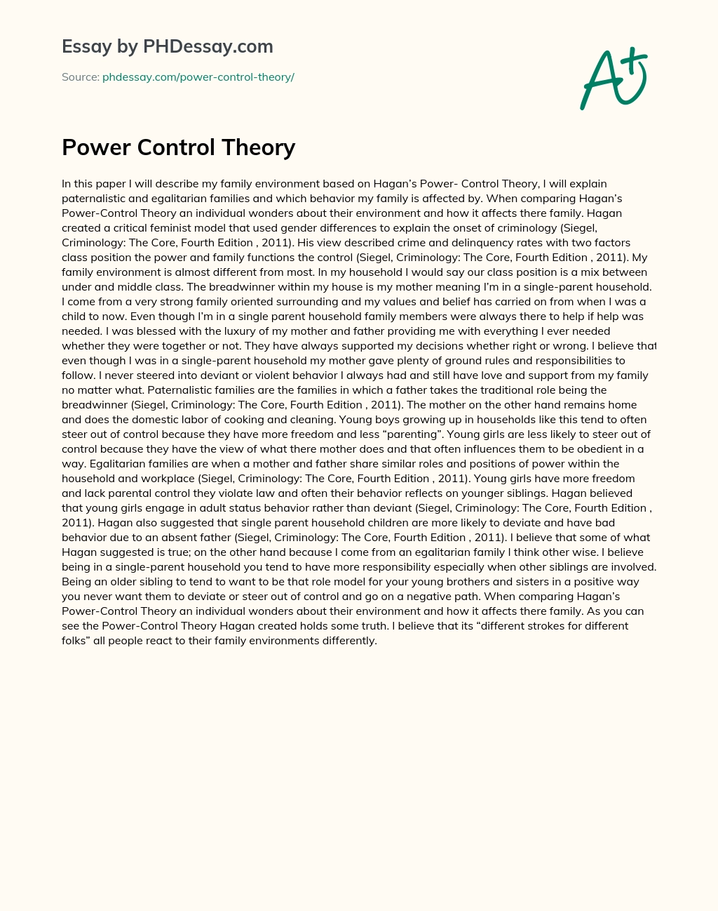 Power Control Theory essay