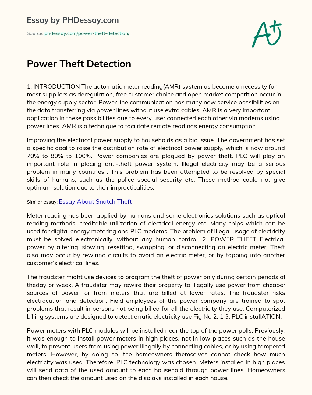 Power Theft Detection essay