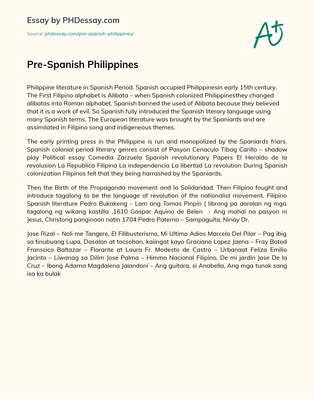 Pre-Spanish Philippines essay