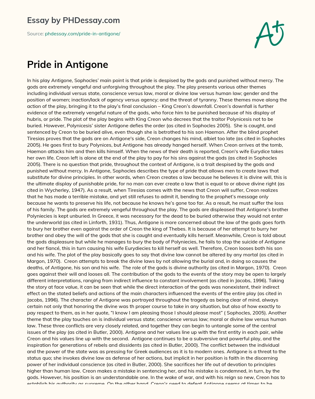 Pride in Antigone essay