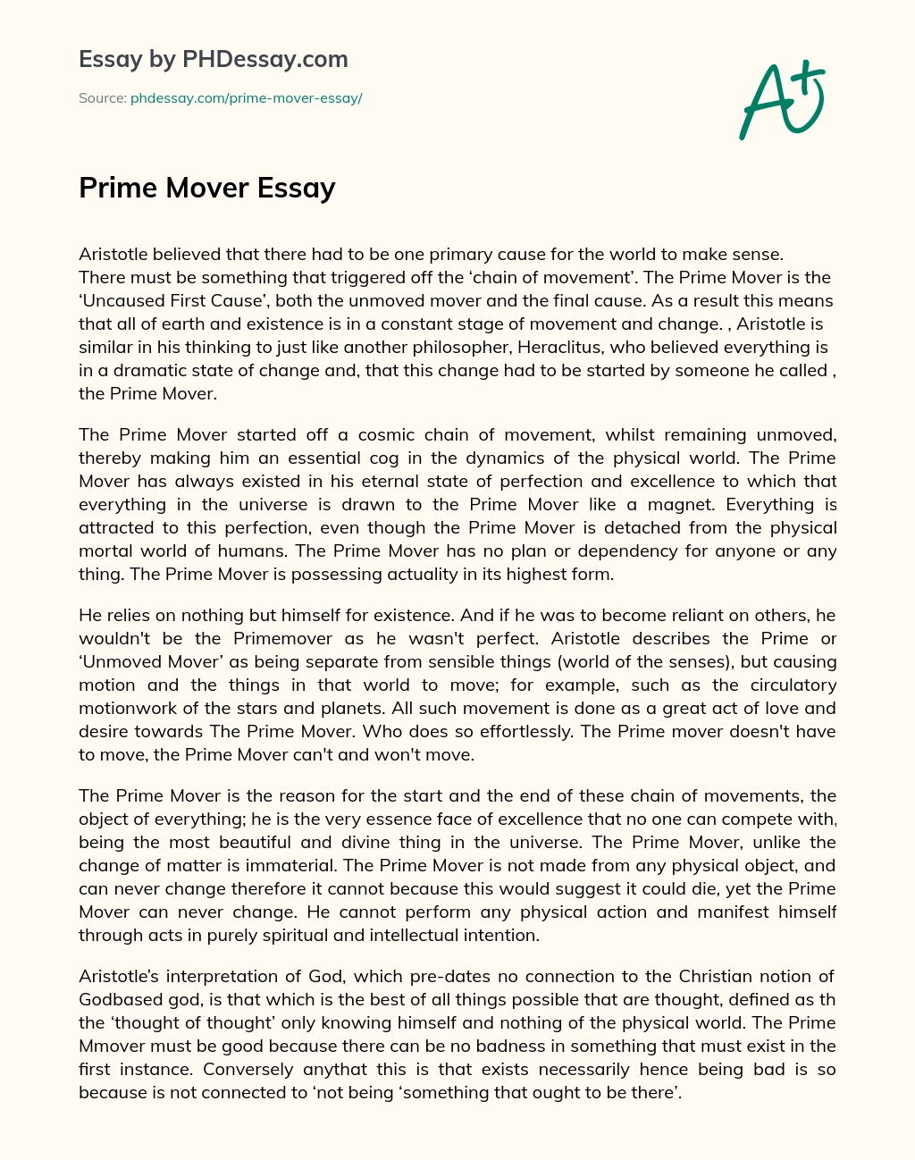 Prime Mover Essay essay
