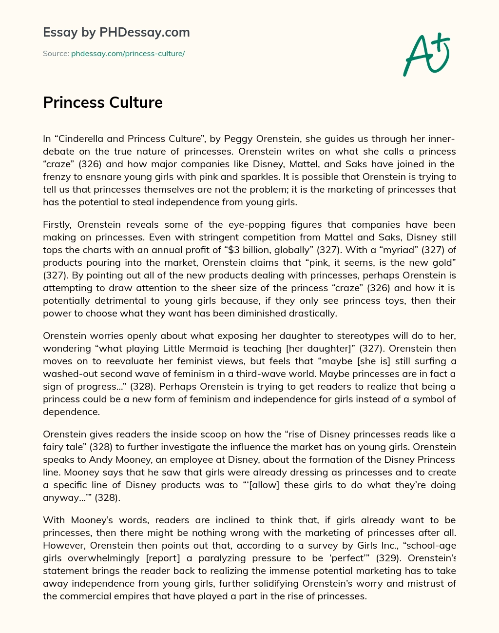 Princess Culture essay