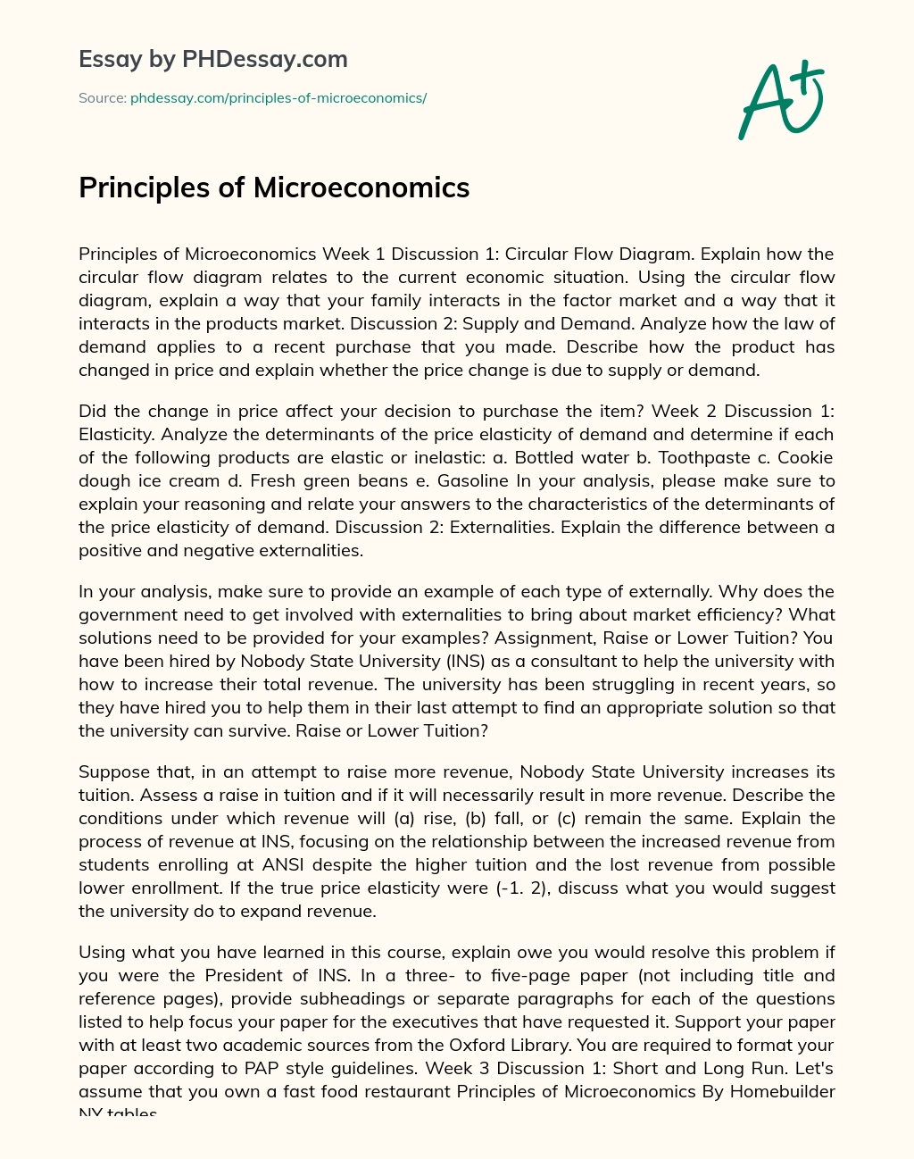 Principles of Microeconomics essay