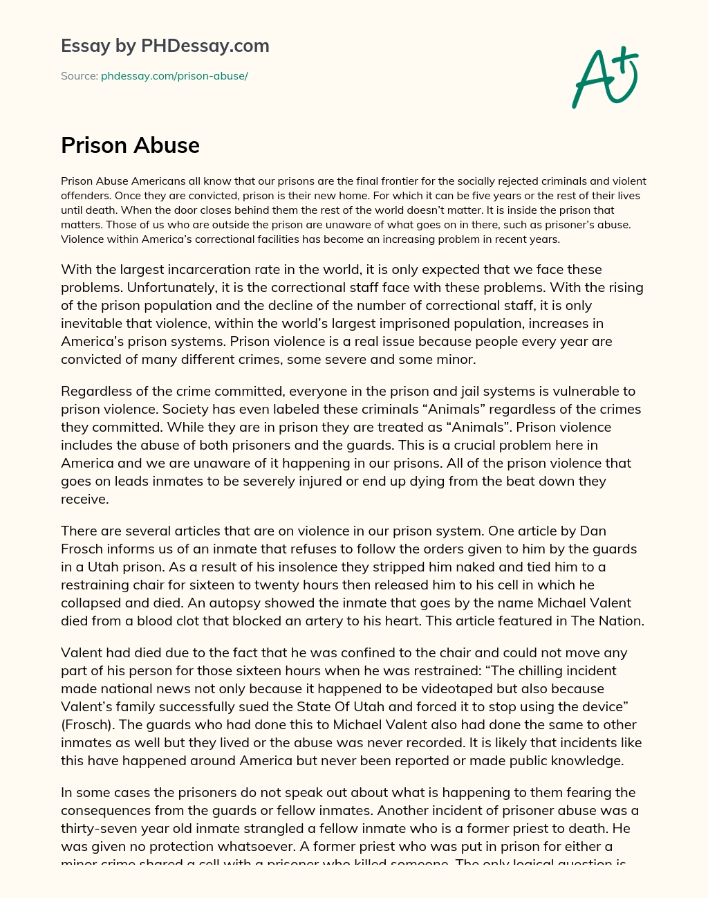 argumentative essay on prisons