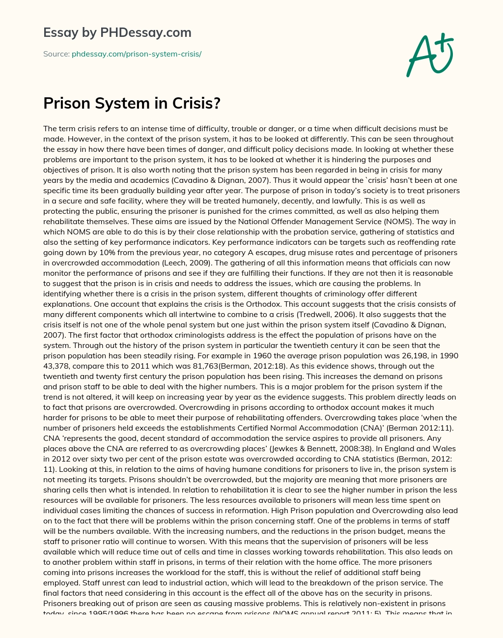Are Prison System in Crisis? essay