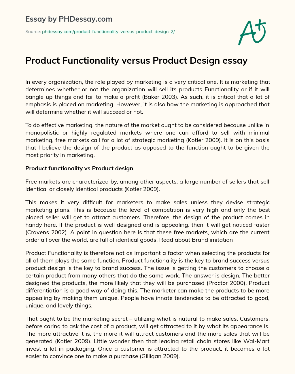 Product Functionality versus Product Design essay essay
