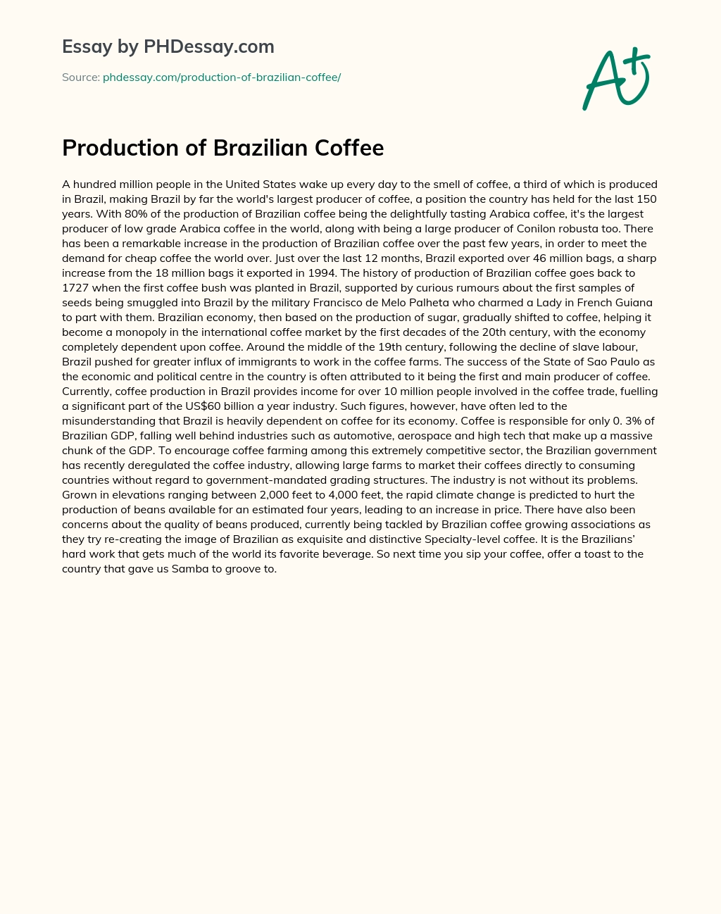 Production of Brazilian Coffee essay