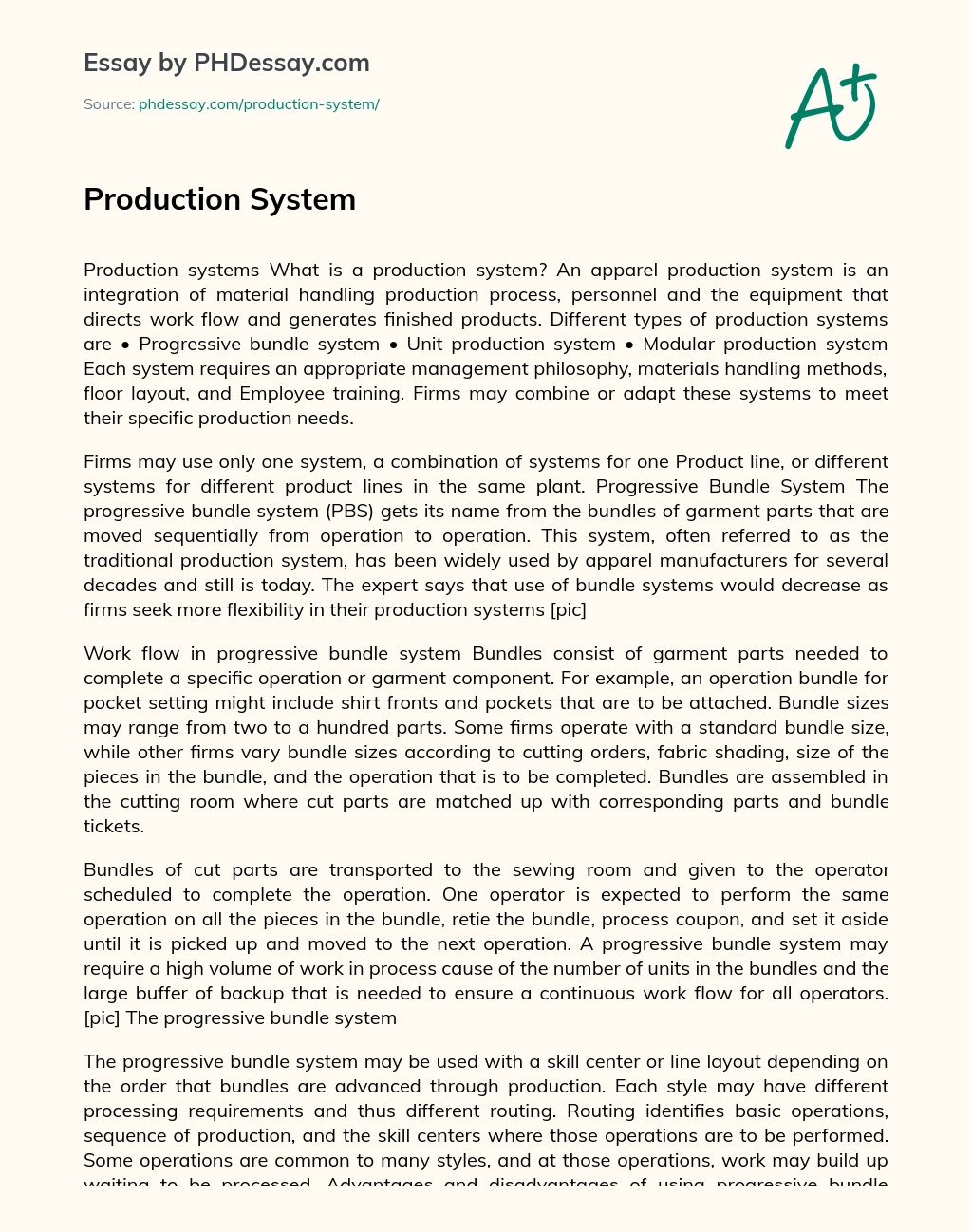 Production System essay